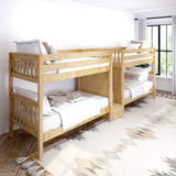 COOL NS : Multiple Bunk Beds Twin Medium Quadruple Bunk Bed with Stairs, Slat, Natural