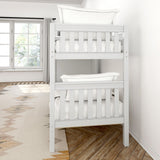 COOL WS : Multiple Bunk Beds Twin Medium Quadruple Bunk Bed with Stairs, Slat, White
