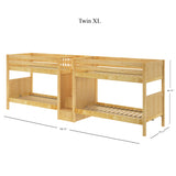 COOL XL NP : Multiple Bunk Beds Twin XL Quadruple Bunk Bed with Stairs, Panel, Natural