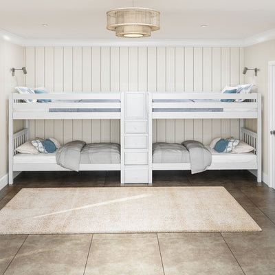 Twin XL Quad Bunk with Stairs in Middle