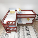 CRUX 1 CS : Multiple Bunk Beds Twin Medium Corner Bunk with Straight Ladders on Ends, Slat, Chestnut
