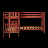 CRUX 1 CS : Multiple Bunk Beds Twin Medium Corner Bunk with Straight Ladders on Ends, Slat, Chestnut