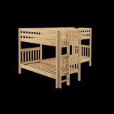 CRUX 1 NS : Multiple Bunk Beds Twin Medium Corner Bunk with Straight Ladders on Ends, Slat, Natural
