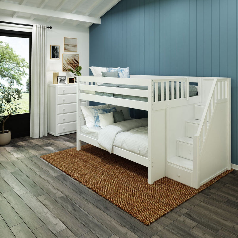 Classic Full Bunk Bed with Stairs
