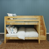 DAPPER XL NP : Staircase Bunk Beds Full XL Low Bunk Bed with Stairs, Panel, Natural