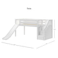 Low Loft Bed with Slide and Stairs