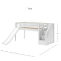 Low Loft Bed with Slide and Stairs