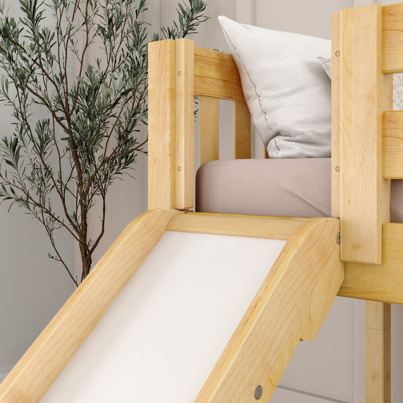 Low Loft Bed with Slide and Stairs