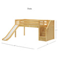 Low Loft Bed with Slide and Stairs