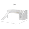 Low Loft Bed with Slide and Stairs