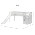 Low Loft Bed with Slide and Stairs