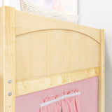 DEN23 NP : Play Loft Beds Twin Low Loft Bed with Angled Ladder, Curtain + Slide, Panel, Natural