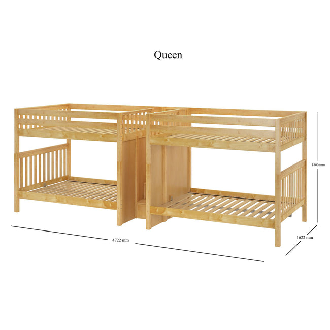 DIRECTOR XL NS : Multiple Bunk Beds Queen Quadruple High Bunk Bed with Stairs, Slat, Natural
