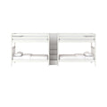 White twin bunk bed with center storage staircase and drawers, space-saving modern loft bed for kids with two mattresses