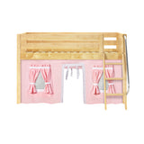 EASY RIDER23 NS : Play Loft Beds Twin Low Loft Bed with Angled Ladder + Curtain, Slat, Natural