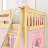 EASY RIDER23 NS : Play Loft Beds Twin Low Loft Bed with Angled Ladder + Curtain, Slat, Natural