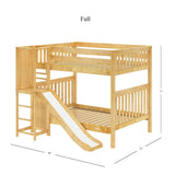 EMPIRE NS : Play Bunk Beds Full High Bunk Bed with Slide Platform, Slat, Natural