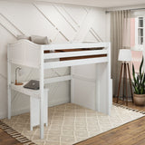 ENORMOUS15 XL WC : Storage & Study Loft Beds Full XL High Loft Bed with Stairs + Corner Desk, Curve, White