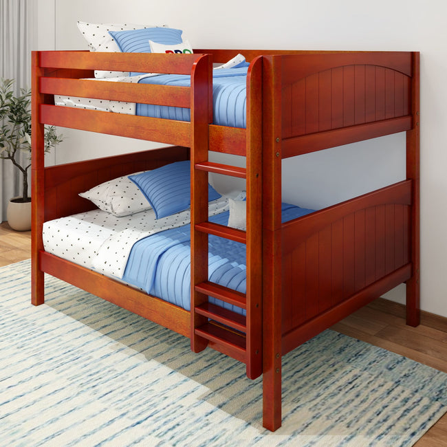 FIT CP : Classic Bunk Beds Full Medium Bunk Bed with Straight Ladder on Front, Panel, Chestnut