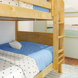 FIT NP : Classic Bunk Beds Full Medium Bunk Bed with Straight Ladder on Front, Panel, Natural