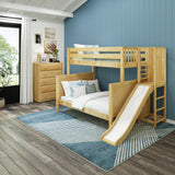 FUSE NS : Play Bunk Beds High Twin over Full Bunk Bed with Slide Platform, Slat, Natural
