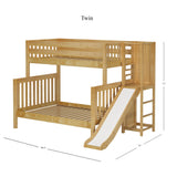 FUSE NS : Play Bunk Beds High Twin over Full Bunk Bed with Slide Platform, Slat, Natural
