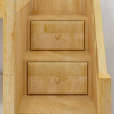 GALANT3 NS : Storage & Study Loft Beds Twin Mid Loft Bed with Stairs + Storage, Slat, Natural