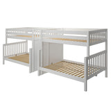 GALAXY XL WS : Multiple Bunk Beds High Twin XL over Queen Quadruple Bunk Bed with Stairs, Slat, White