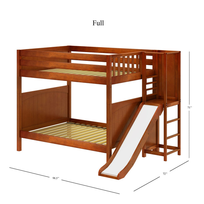 GAMUT CP : Play Bunk Beds Full High Bunk Bed with Slide Platform, Panel, Chestnut