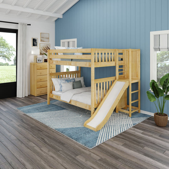 GAMUT NS : Play Bunk Beds Full High Bunk Bed with Slide Platform, Slat, Natural