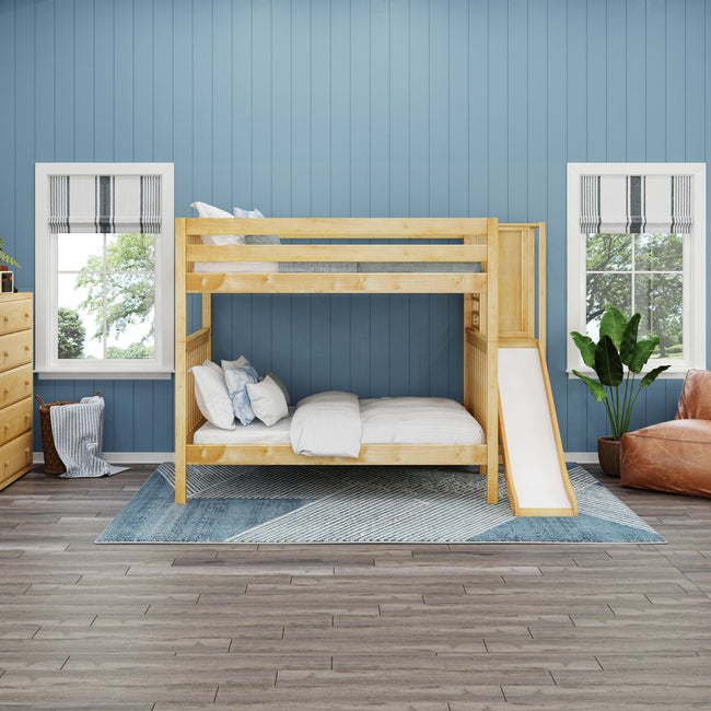 GAMUT NS : Play Bunk Beds Full High Bunk Bed with Slide Platform, Slat, Natural