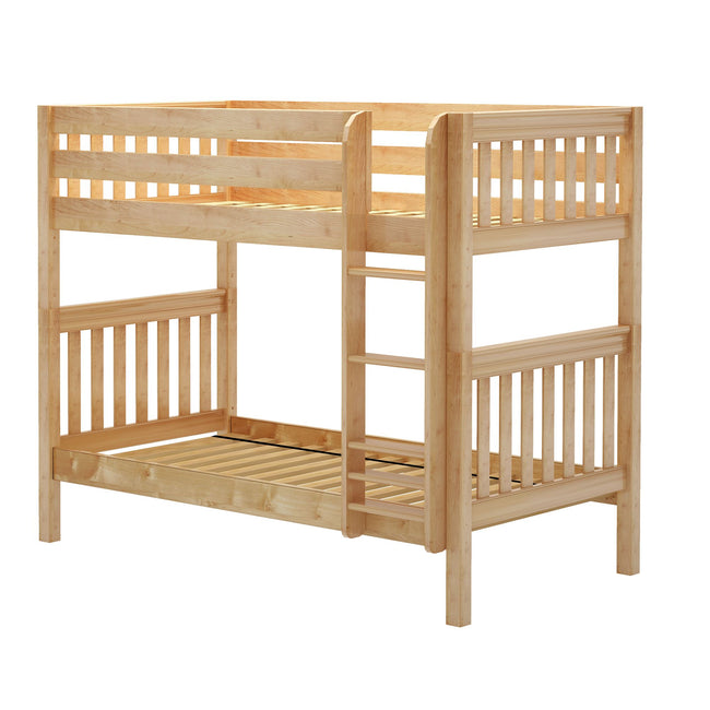 GETIT NS : Classic Bunk Beds Twin Medium Bunk Bed with Straight Ladder on Front, Slat, Natural