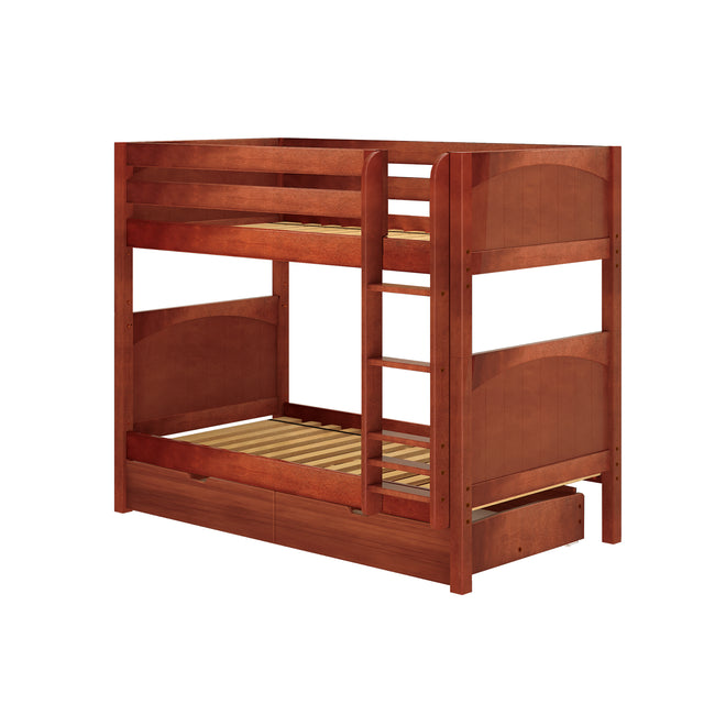 GETIT UD CP : Bunk Beds Twin Medium Bunk Bed with Underbed Storage Drawer, Panel, Chestnut