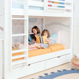 GETIT UD WC : Bunk Beds Twin Medium Bunk Bed with Underbed Storage Drawer, Curve, White