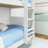 GETIT WP : Classic Bunk Beds Twin Medium Bunk Bed with Straight Ladder on Front, Panel, White