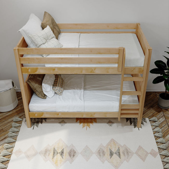 GETIT XL NP : Classic Bunk Beds Twin XL Medium Bunk Bed with Straight Ladder on Front, Panel, Natural