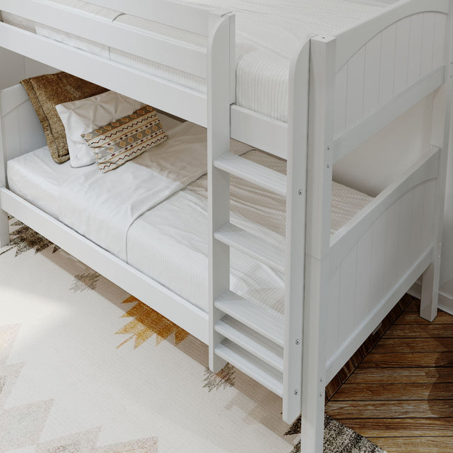 GETIT XL WP : Classic Bunk Beds Twin XL Medium Bunk Bed with Straight Ladder on Front, Panel, White