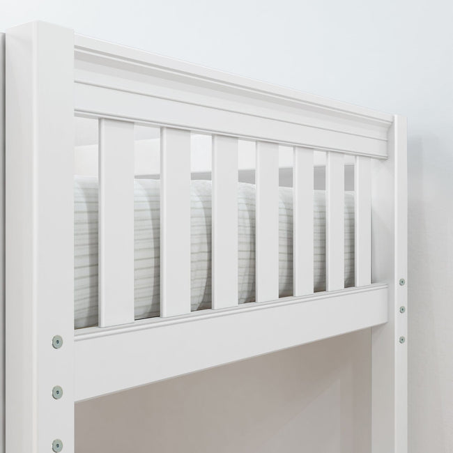 GRAND1 XL WS : Storage & Study Loft Beds Full XL High Loft Bed with Straight Ladder + Desk, Slat, White