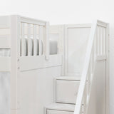 GREAT4 WP : Storage & Study Loft Beds Twin Low Loft Bed with Stairs, Storage + Desk, Panel, White