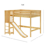 GROOVE NS : Play Loft Beds Full High Loft Bed with Slide Platform, Slat, Natural