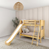 HAPPY NP : Play Bunk Beds Twin Medium Bunk Bed with Slide, Panel, Natural