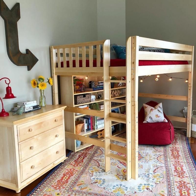 Wooden queen loft bed discount