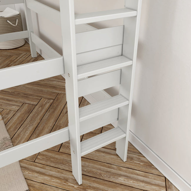 HEAVY XL WS : Standard Loft Beds Queen High Loft Bed with Straight Ladder on End, Slat, White