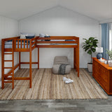 HIGHRISE 1 CP : Corner Loft Beds Twin High Corner Loft Bed with Ladders on Ends, Panel, Chestnut