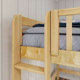 HIGHRISE 1 NP : Corner Loft Beds Twin High Corner Loft Bed with Ladders on Ends, Panel, Natural