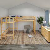 HIGHRISE 1 NP : Corner Loft Beds Twin High Corner Loft Bed with Ladders on Ends, Panel, Natural
