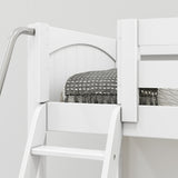 HIGHRISE XL WP : Corner Loft Beds Twin XL High Corner Loft Bed with Ladders, Panel, White