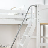 HIGHRISE XL WP : Corner Loft Beds Twin XL High Corner Loft Bed with Ladders, Panel, White