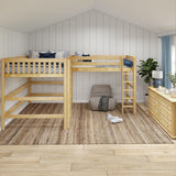 HIGHTIDE XL NS : Corner Loft Beds High Corner Loft Bed - Queen + Twin XL, Slat, Natural