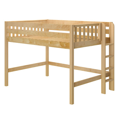 HIP XL NS : Standard Loft Beds Full XL Mid Loft Bed with Straight Ladder on End, Slat, Natural